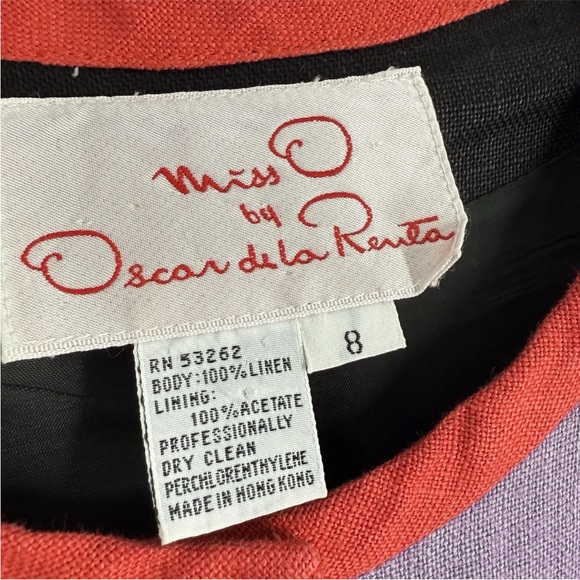 Vintage Oscar de la Renta Dress Womens Size 8 Linen Colorblock Drop Waist 80s - Picture 8 of 9